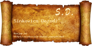 Sinkovics Dezső névjegykártya