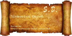 Sinkovics Dezső névjegykártya